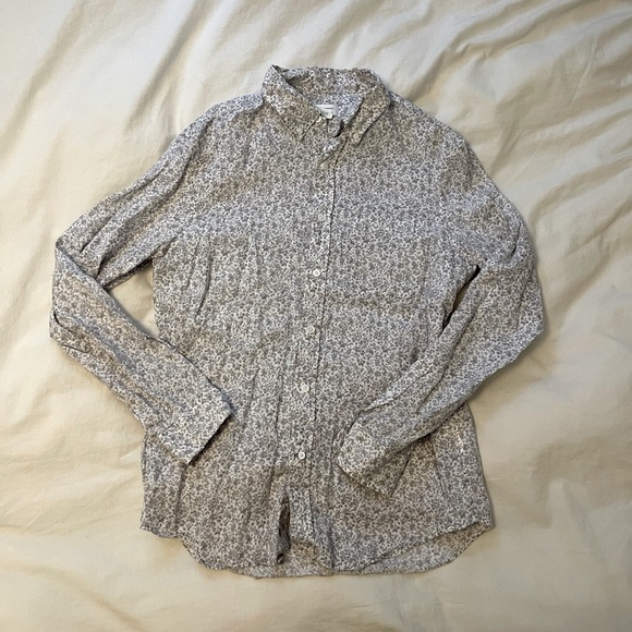 ✨SOLD✨Club Monaco Men’s Medium Slim Fit Floral Linen Button Up - Picture 1 of 3